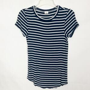 Aritzia Wilfred Striped Blue & White Ribbed Top Size Medium